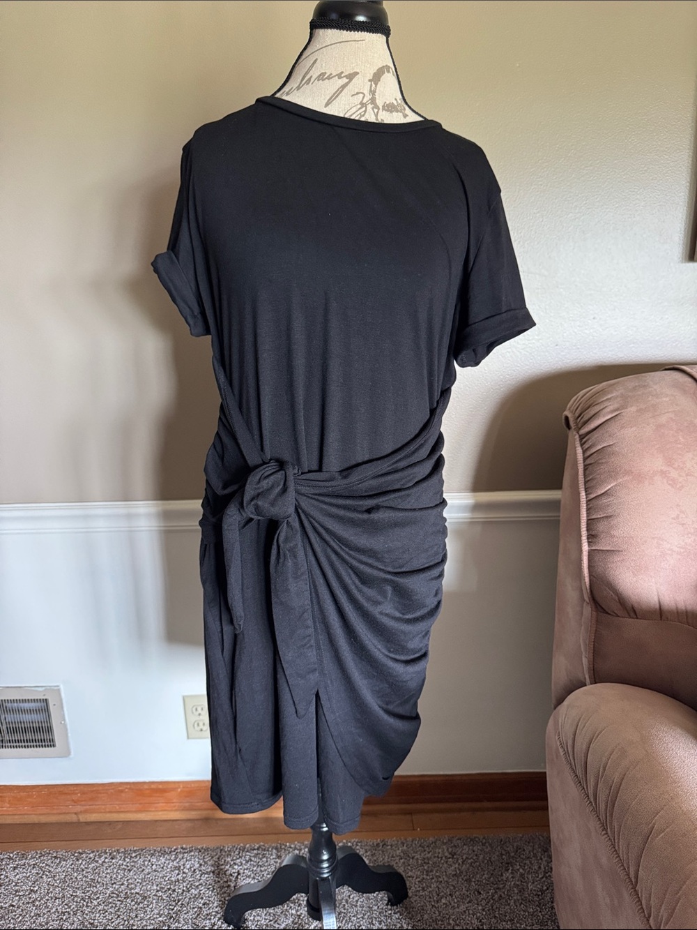 Black Knot-Front Midi Dress - Women